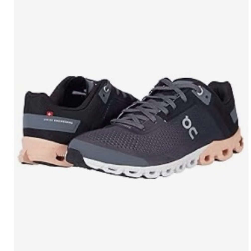 Gently used On Running Black and Gray Athletic Shoes with Breathable Mesh